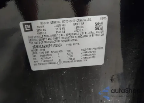 2015 Chevrolet Equinox Ls из США, поврежденный, VIN 2GNALAEK6F1148363